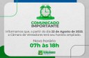 Câmara passou a ter horário de funcionamento ampliado, das 07:00 às 18:00 horas.