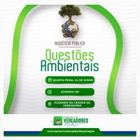Em Audiência Pública, Câmara de Vereadores discute questões ambientais nesta quarta-feira (04)